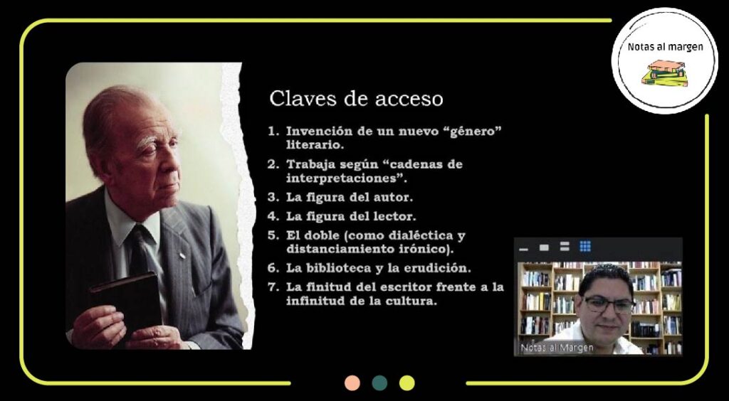 IMPARTIENDO EL TALLER DE JORGE LUIS BORGES